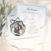 Elegante Bow All-In-One-Foto-Hochzeit in Schwarz u Folieneinladung