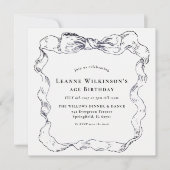 Elegante Bow-Altersfeier Einladung (Vorderseite)