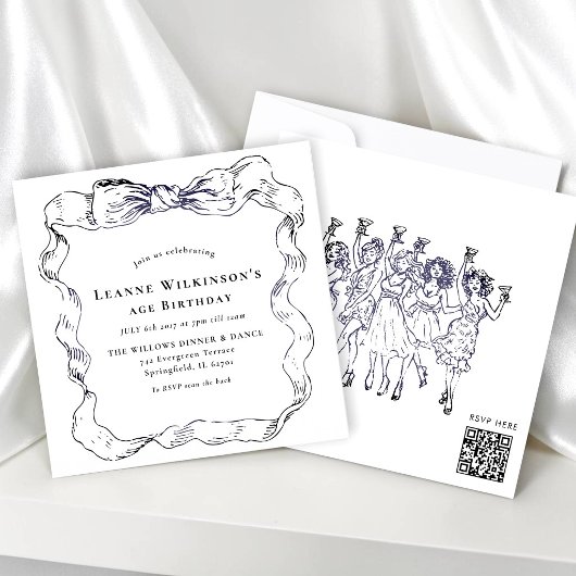 Elegante Bow-Altersfeier Einladung