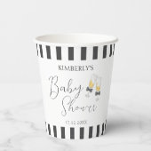 Elegante Bow Champagne Stripe Sip & See Baby Dusch Pappbecher (Rückseite)