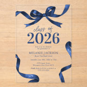 Elegante Bow Graduation Party Acryleinladungen (Vorderseite)