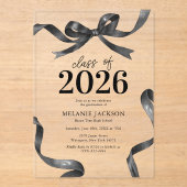 Elegante Bow Graduation Party Acryleinladungen (Vorderseite)