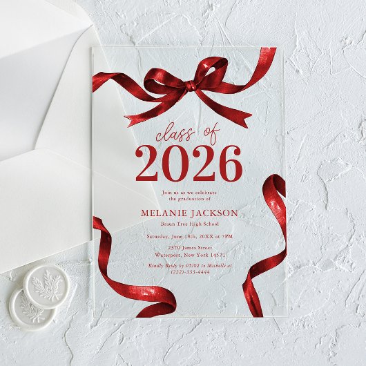 Elegante Bow Graduation Party Acryleinladungen