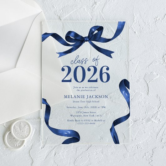 Elegante Bow Graduation Party Acryleinladungen