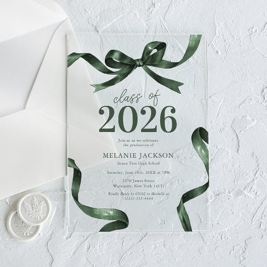 Elegante Bow Graduation Party Acryleinladungen