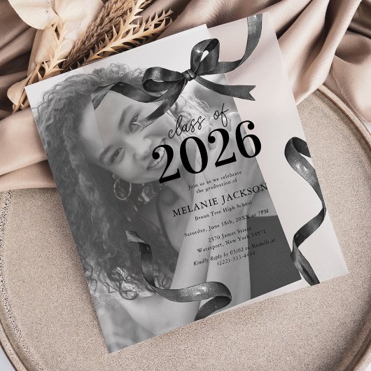 Elegante Bow Graduation Party Pergament Einladungen
