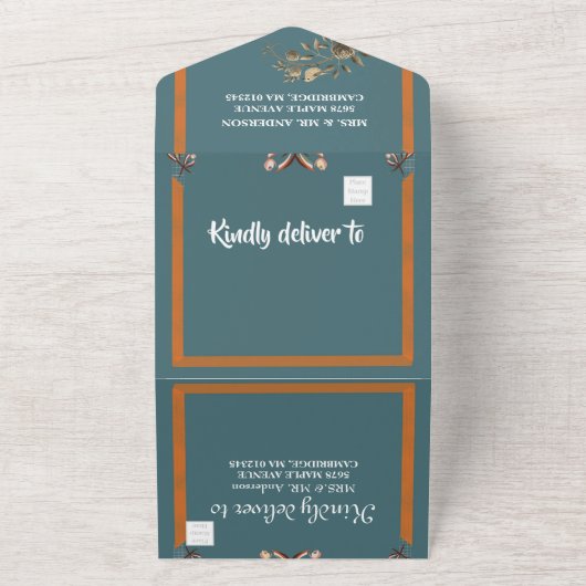 Elegante Bow Krawatte Simple Wedding All In One Einladung (Außenbereich)