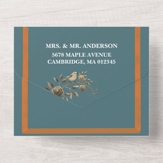 Elegante Bow Krawatte Simple Wedding All In One Einladung (Rückseite)