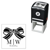 Elegante Bow Ribbon #5 Hochzeitcouple Initials Dat Permastempel (Beispiel)