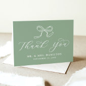 Elegante Bow Sage Green Wedding Dankeskarte