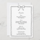 Elegante Bow Wedding Drinks Bar Menu Signatur (Vorderseite)