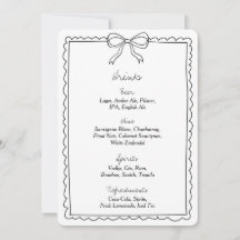 Elegante Bow Wedding Drinks Bar Menu Signatur