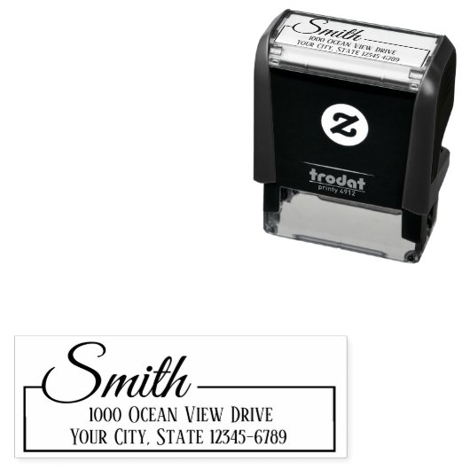 Elegante Boxed Rücksendeadresse Permastempel (Beispiel)