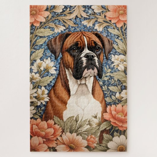 Elegante Boxerhunde-William-Morris-Inspiration Puzzle (Vertikal)