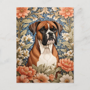 Elegante Boxerhündin William Morris inspiriert Postkarte