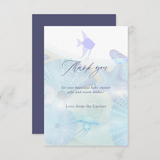 Elegante Boy Baby Shower zum Thema Meer Dankeskarte (Vorne/Hinten)