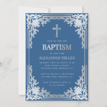 Elegante Boy Baptism Classic Blue Imitats Silver C