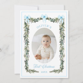 Elegante Boy First Christmas Foto Card Karte