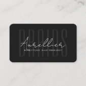 Elegante Braids Hair Stylist Therapist Black Scrip Visitenkarte (Vorderseite)