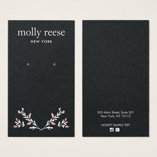 Elegante Branch Black Kraft Earring Display Card (Vorne & Hinten)