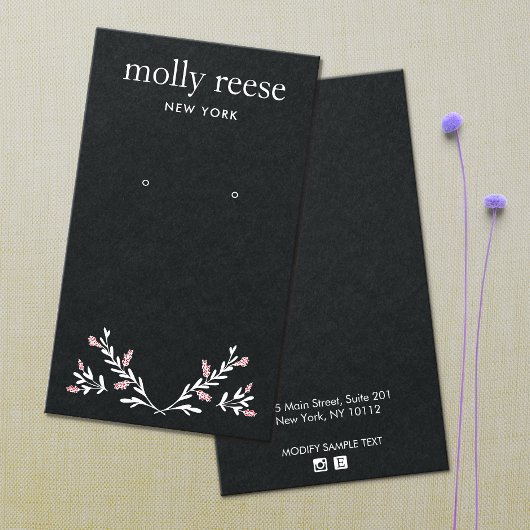 Elegante Branch Black Kraft Earring Display Card
