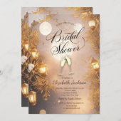 Elegante Branches Rustikales LaternenBrautparty Einladung (Vorne/Hinten)