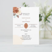 Elegante Braun Blume Custom Wedding Einladung (Stehend Vorderseite)
