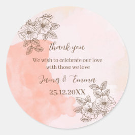 Elegante Braun Blume Custom Wedding Runder Aufkleber