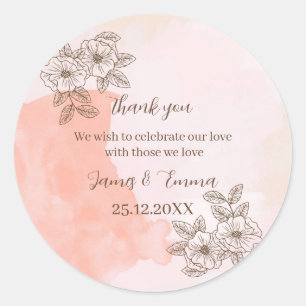 Elegante Braun Blume Custom Wedding Runder Aufkleber