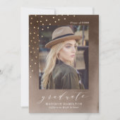 Elegante Braun Foto Graduation Party Einladung (Vorderseite)