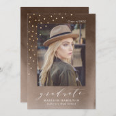 Elegante Braun Foto Graduation Party Einladung (Vorne/Hinten)