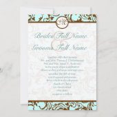 Elegante Braun Vintager Damast Einladung (Vorderseite)