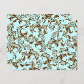 Elegante Braun Vintager Damast RSVP Karte (Vorne/Hinten)