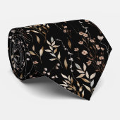 Elegante braune Blume Blumenmuster Botanisches Mus Krawatte (Gerollt)