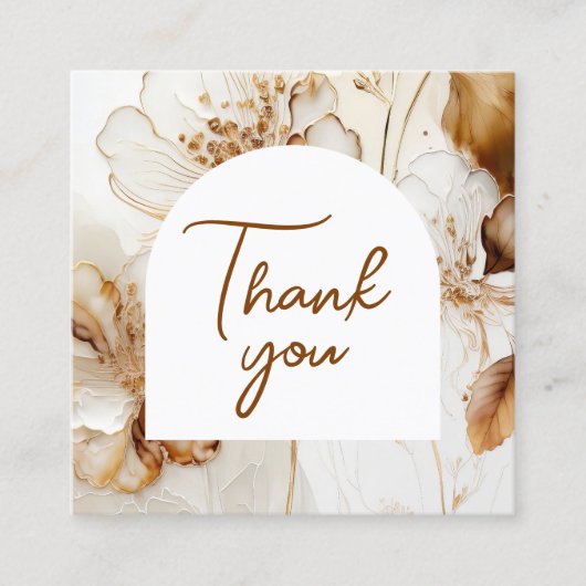 Elegante braune Blume danke Ihnen Packungsbeilage Quadratische Visitenkarte (Vorderseite)