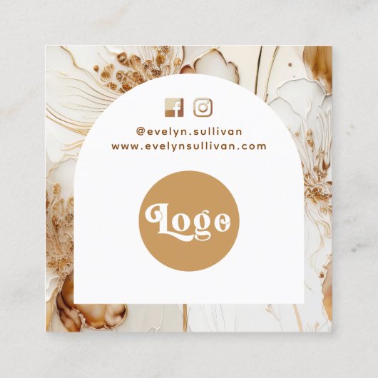 Elegante braune Blume danke Ihnen Packungsbeilage Quadratische Visitenkarte (Rückseite)