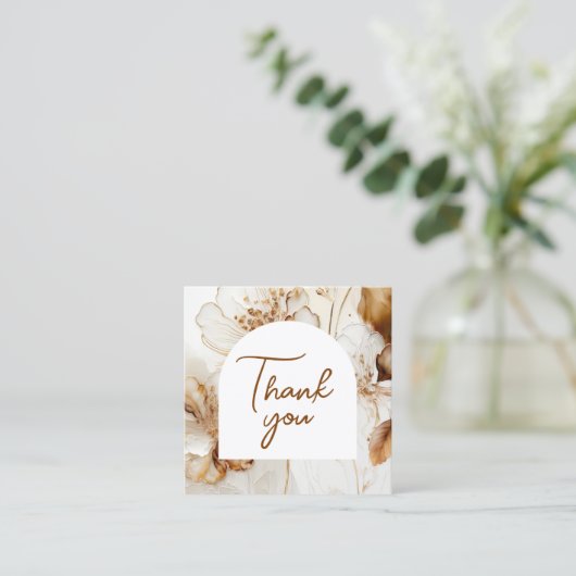 Elegante braune Blume danke Ihnen Packungsbeilage Quadratische Visitenkarte (Stehend Vorderseite)