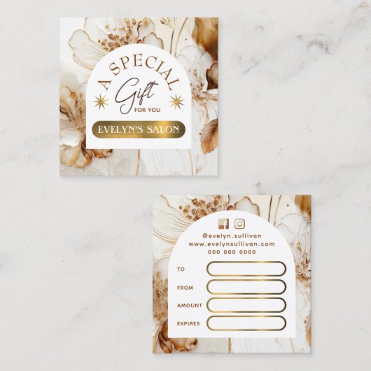 Elegante, braune Blume - Geschenkkarte Quadratische Visitenkarte (Vorne/Hinten)