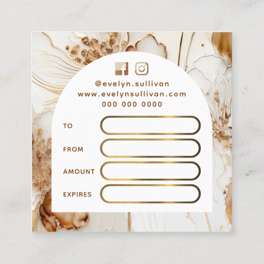 Elegante, braune Blume - Geschenkkarte Quadratische Visitenkarte (Rückseite)