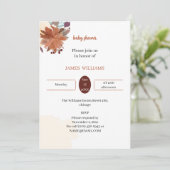 Elegante braune Blume Kinderdusche Personalisiert Einladung (Stehend Vorderseite)