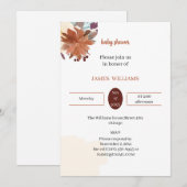 Elegante braune Blume Kinderdusche Personalisiert Einladung (Vorne/Hinten)