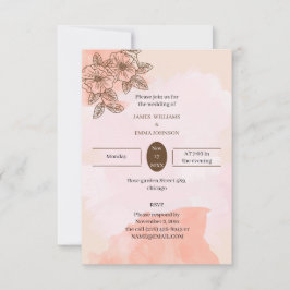 Elegante braune Blume Personalisiert Hochzeit Einladung