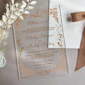 Elegante braune Border Muslim-Hochzeit Acryleinladungen