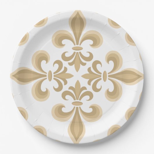 Elegante braune Damast-Papierteller Pappteller (Vorderseite)