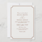 Elegante braune Ecru-Klassik-Budget-QR-Code-Hochze Einladung (Vorderseite)