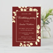 Elegante braune goldene Blätter Geburtstagsfeier Einladung (Stehend Vorderseite)