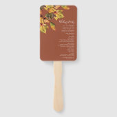 Elegante braune goldgelbe Herbstblatthochzeit Fächer (Rückseite)