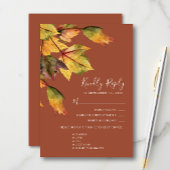 Elegante braune Herbstblätter Moderne Hochzeit RSVP Karte