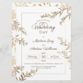 Elegante braune Herbsthochzeit Einladung (Vorne/Hinten)