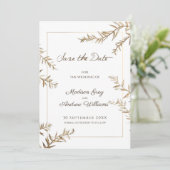 Elegante braune Herbsthochzeit Save The Date (Stehend Vorderseite)
